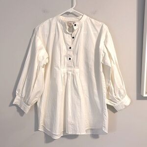 Mille resort & travel ivory pullover 3/4 sleeve oversized blouse size small